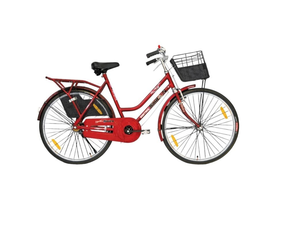 BINSAR Standard Bicycles (700CC) - 26X1*1/2 (LADY)- 26T Bicycle for Girls/Women with Front Basket and Integrated Carrier