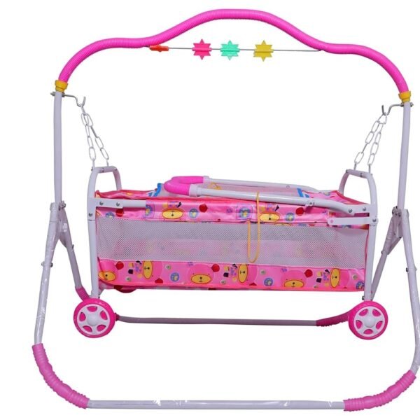 BabyLuv Baby Cradle with Swing, Comfortable Sleeping Jhula Palna for New Born Babies | Multi-use Baby Cradle, Push Wheel