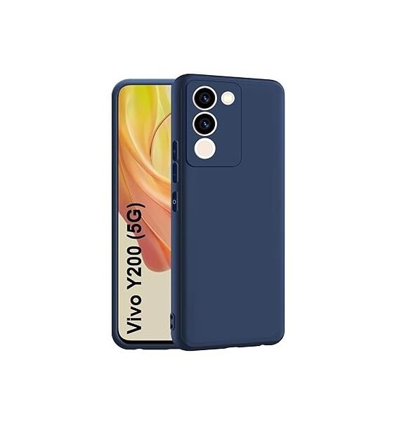 Vivo Y200 (5G) Back Cover | Camera Bump Protection | Ultra Slim Matte Soft Rubberised Case Cover (Silicone Blue)