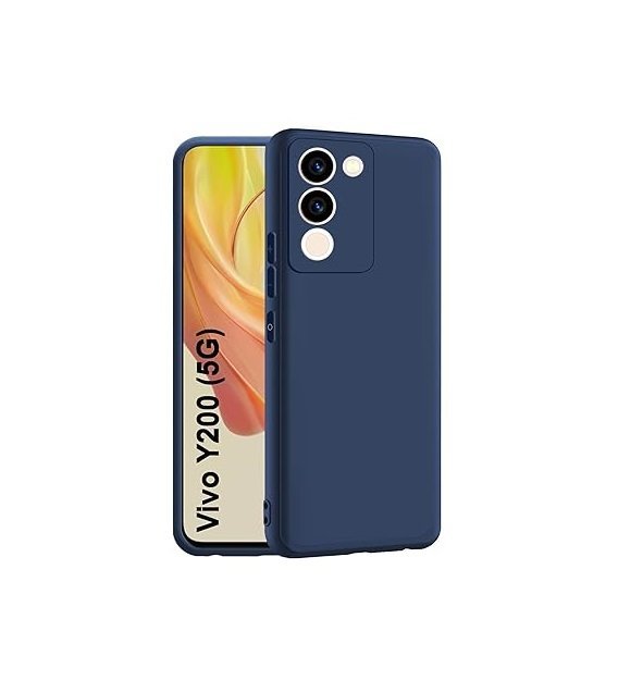 Vivo Y200 (5G) Back Cover | Camera Bump Protection | Ultra Slim Matte Soft Rubberised Case Cover (Silicone Blue)