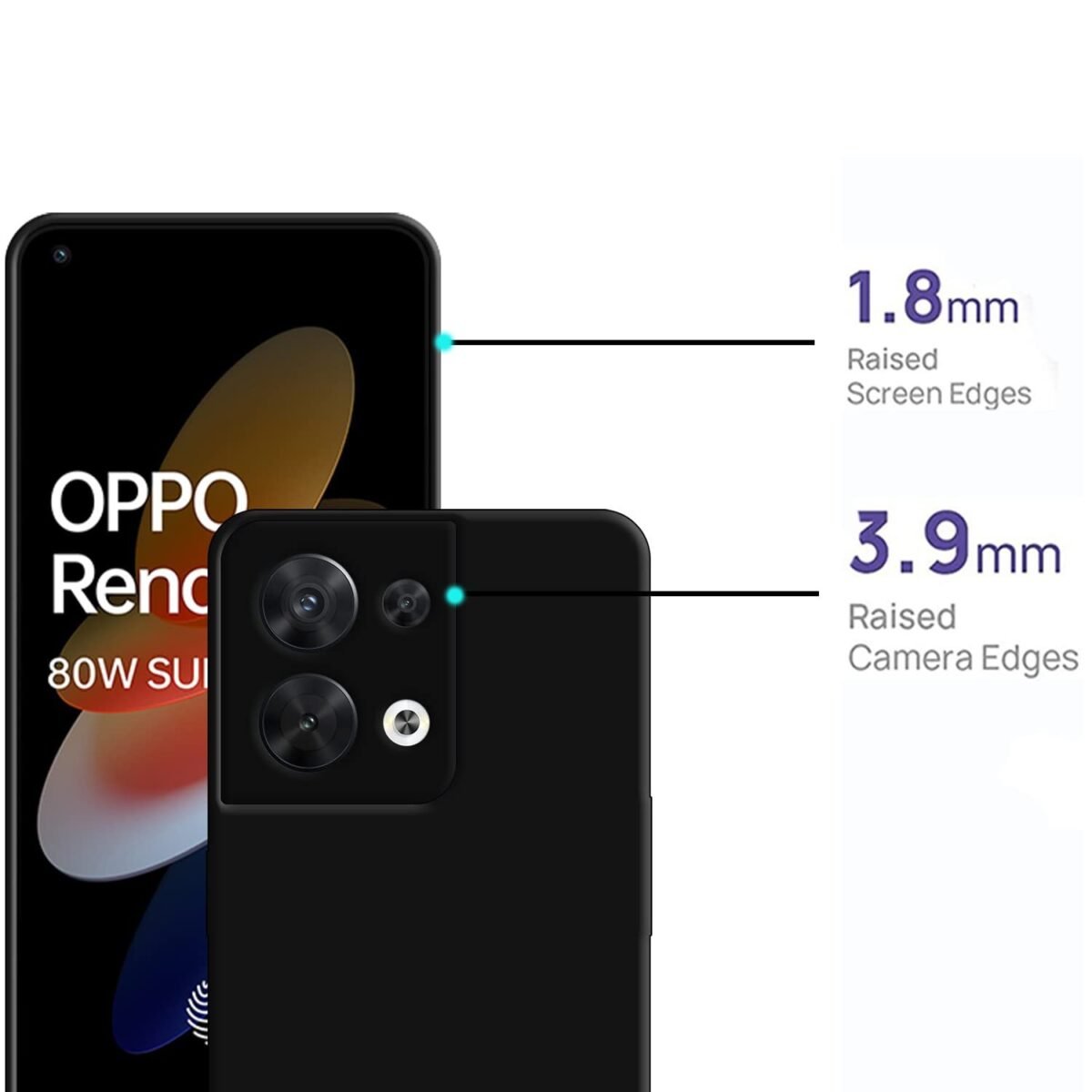 Rubber Exclusive Matte Finish Soft Back Case Cover for Oppo Reno 8 5G - Black