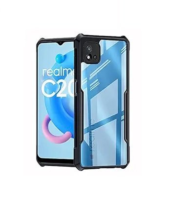 Shockproof Back Cover for Realme C20 (Transparent Black Border) Eagle