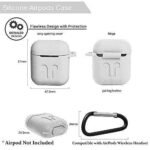 AirPods 1 Ad 2 Case Cover Portable Silicone Skin Cover with Keychain Carabiner (Supports Wireless Charging) Compatible