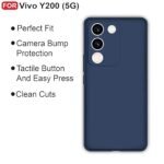 Vivo Y200 (5G) Back Cover | Camera Bump Protection | Ultra Slim Matte Soft Rubberised Case Cover (Silicone Blue)