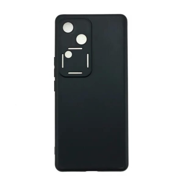 4 Sides Full Protection Silicon Back Cover Case for Vivo V30 (5G) - (Black)