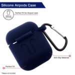 AirPods 1 Ad 2 Case Cover Portable Silicone Skin Cover with Keychain Carabiner (Supports Wireless Charging) Compatible