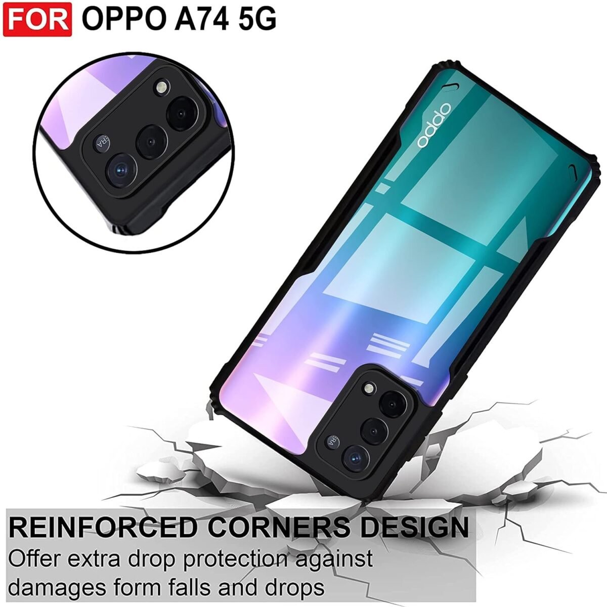 Back Case Cover for Oppo A74 5G | Compatible for Oppo A74 5G Back Case Cover | Clear Case for Oppo A74 5G