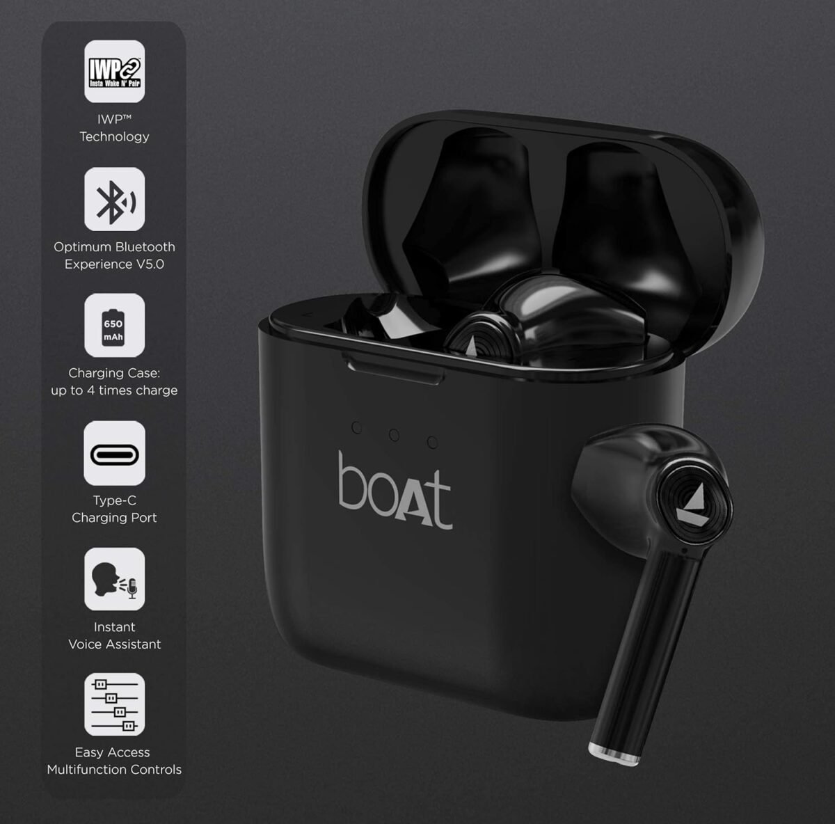 boAt Airdopes 131 Truly Wireless Bluetooth in Ear Earbuds with Mic (Active Black)