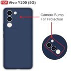 Vivo Y200 (5G) Back Cover | Camera Bump Protection | Ultra Slim Matte Soft Rubberised Case Cover (Silicone Blue)