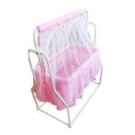 BabyLuv New Born Baby Cradle Bassinet Swing with Hidden Wheel Design (Grey) (Pink)