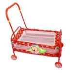 BabyLuv Cute Baby Bassinet in Baby cots Cradle Cum Stroller Cribs red (palna)