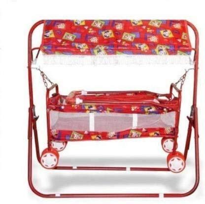 BabyLuv Baby Cradle Cot Cum Stroller with Stylish Bassinet for Babies (Red)