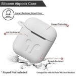 AirPods 1 Ad 2 Case Cover Portable Silicone Skin Cover with Keychain Carabiner (Supports Wireless Charging) Compatible