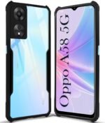 Back Cover Case for Oppo A58 5G (Shockproof with Polycarbonate Clear Panel | Professional Black)