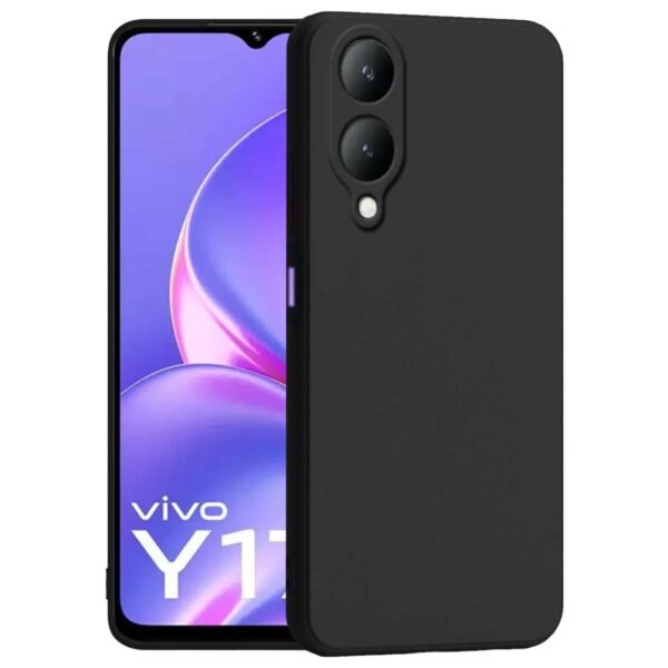 Silicon Liquid Back Case Cover Compatible for Vivo Y28 5G / Vivo Y17s (Black)