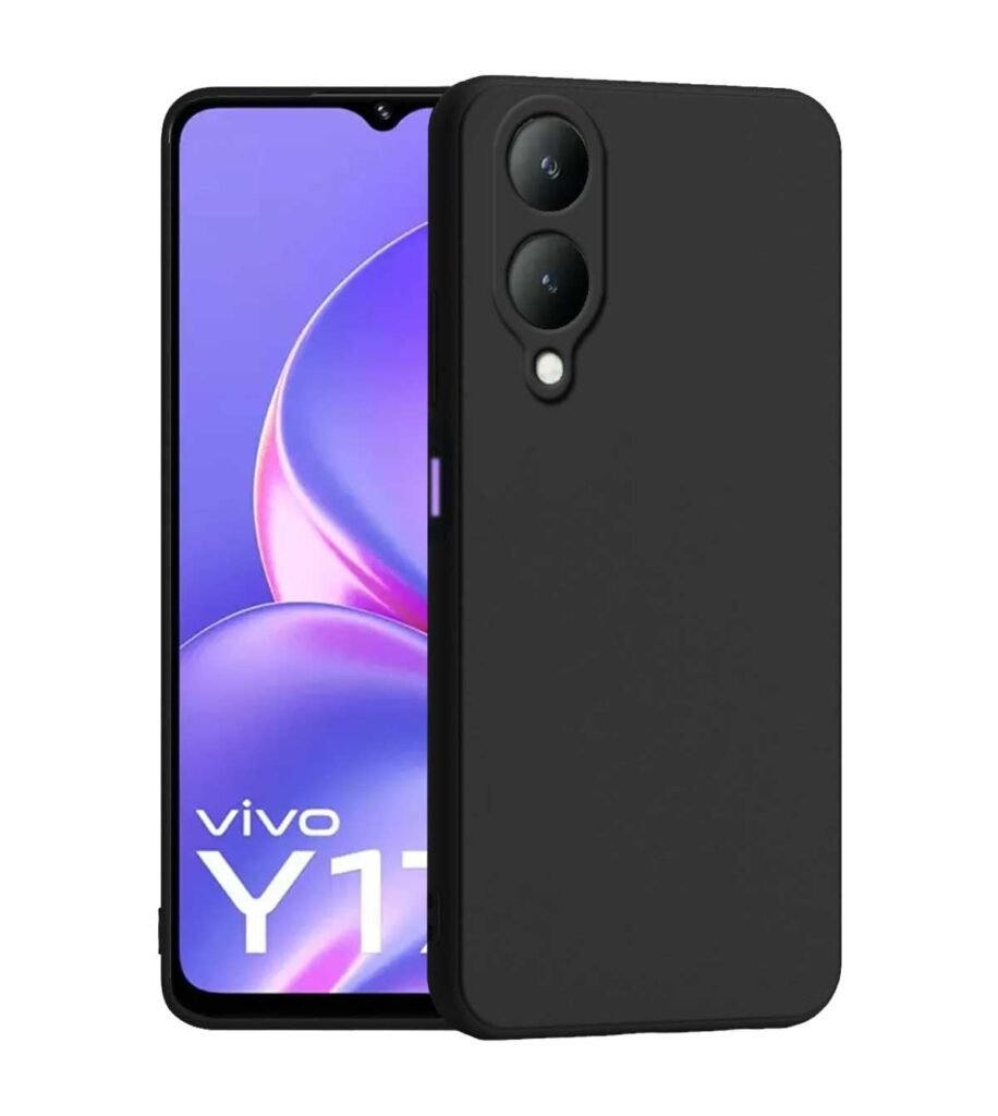 Silicon Liquid Back Case Cover Compatible for Vivo Y28 5G / Vivo Y17s (Black)