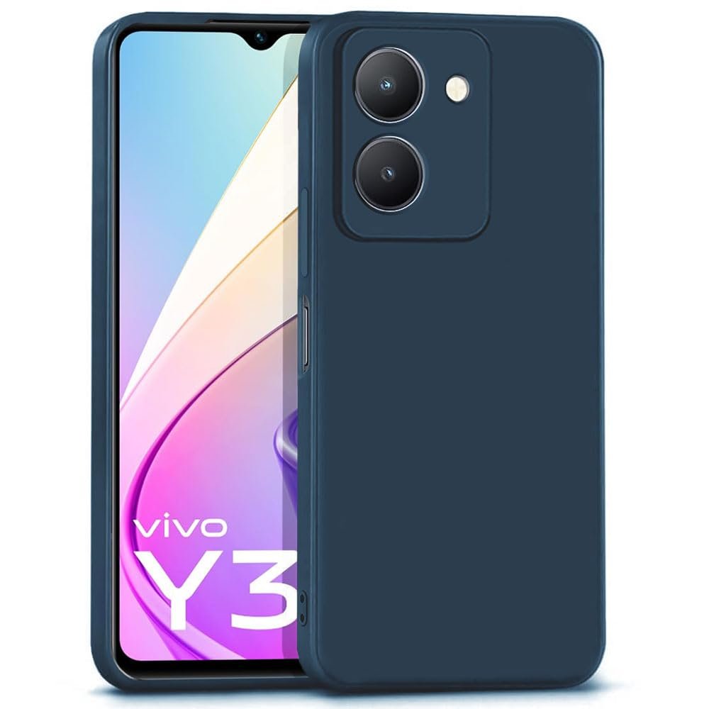 Vivo Y36 Slim Ultra Soft Rubberised Back Cover | Inner Velvet Fabric Lining | Camera Protection Back Case - Blue