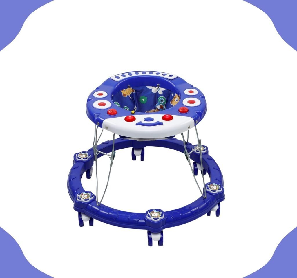 Baby Walker Musical Activity Baby Walker with Musical Toy Bar Rattles and Activity Toys (Blue)