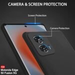 Silicone Back Cover Case for Motorola Edge 50 Fusion 5G | Soft Micro-Fibre Lining Inside | Camera Protection Bump (Silicone, Black)