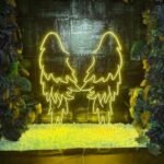 OMI Led Wings Neon Light Decor, feathers Wing Light Design for Wall Decoration, Selfie Booth | Neon Light Plate (36 by 36 Inches)