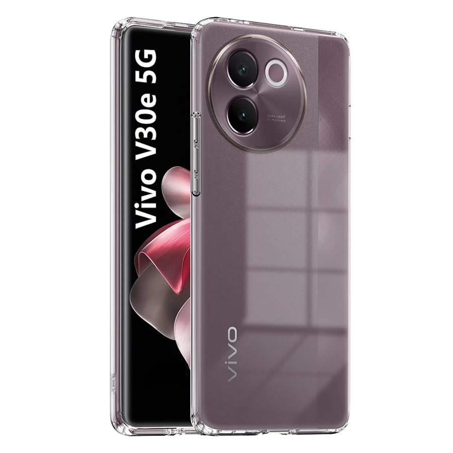 Vivo V30e 5G | Transparent Back Cover | Raised Bumps for Camera & Screen Protection (Transparent)