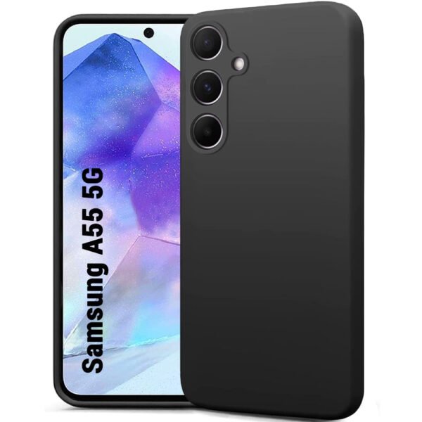 Silicone Back Cover Case for Samsung Galaxy A55 5G | Camera Protection Bump | (Silicone, Black)