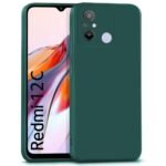 Slim Ultra Soft Rubberised Back Cover for Xia   Redmi 12C | Poco C55 | Inner Velvet Fabric Lining | Matte Silicone