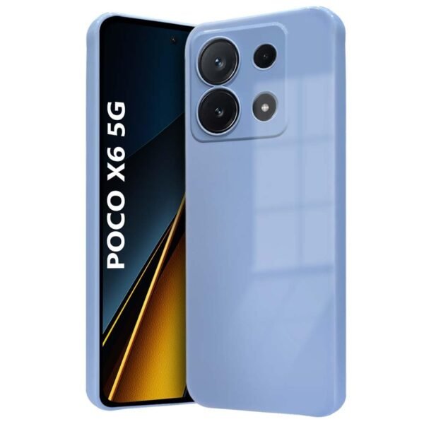 Poco X6 5G Back Cover | Glossy Soft Silicon Flexible | Camera Bump Protection | All Side Shock Proof TPU Back Case Cover (Blue)