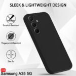 Liquid Silicone Back Cover Case for Samsung Galaxy A35 5G | Camera Protection Bump | (Silicone, Black