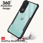 OnePlus Nord CE 4 5G | 360 Degree Protection | Protective Design | ShockProof Crystal Clear Back Cover | Transparent Back (PC & TPU, Black Bumper)