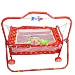 BabyLuv Cute Baby Bassinet in Baby cots Cradle Cum Stroller Cribs red (palna)