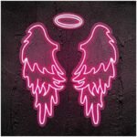 OMI Colours Beautiful Led Neon Wings Light Decor, feathers Wing Light Design for Wall Decoration, Selfie Booth | Big Large