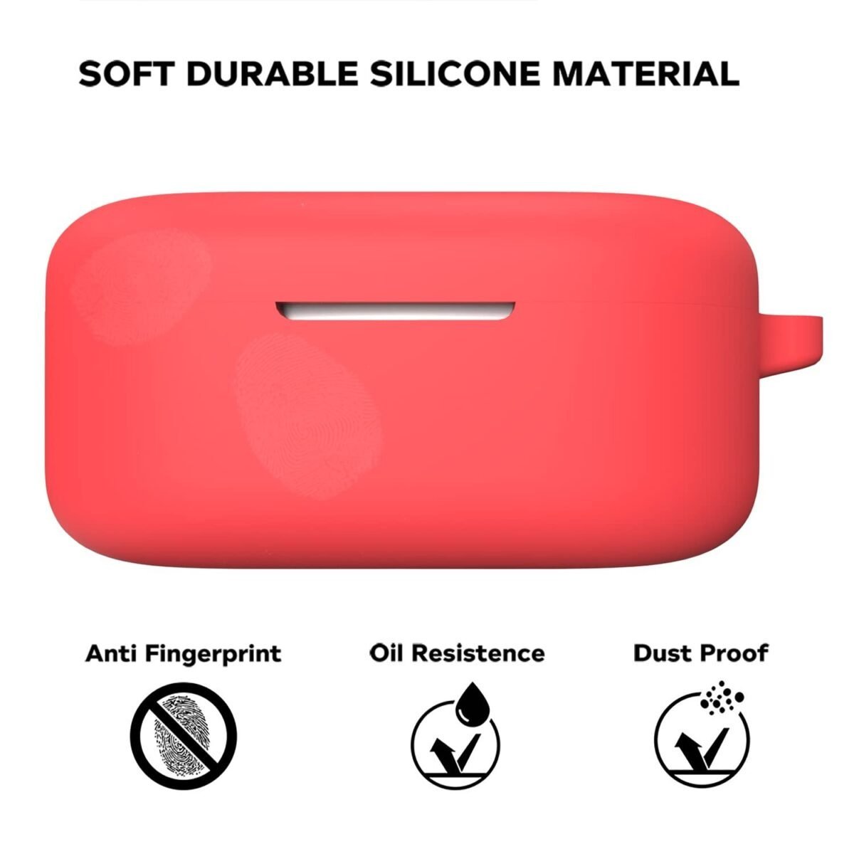 Earphone Case Cover Compatible for OnePlus Nord Buds 2,  colour Red Soft Silicone Skin Case Cover Shock-Absorbing Protective Case