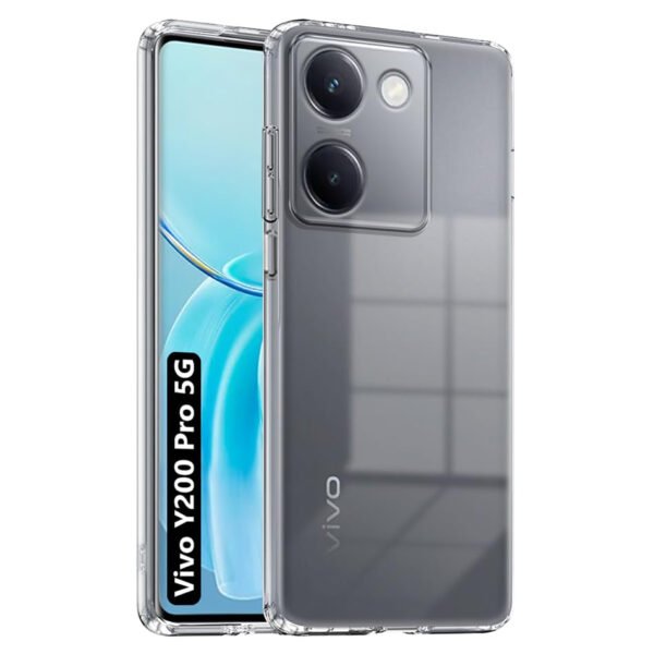 Shockproof Crystar Clear Back Case Cover for Vivo Y200 Pro 5G | Transparent Back Cover | Raised Bumps for Camera  | Transparent  Black