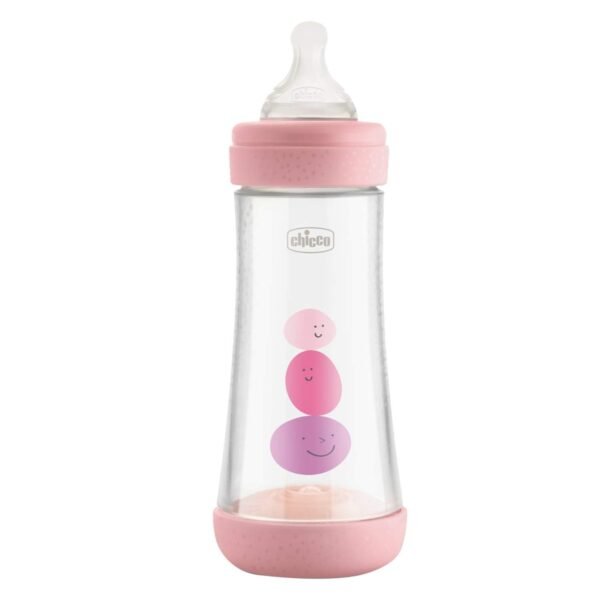 Chicco Perfect 5 300ml Biofunctional Feeding Bottle, Advanced Anti-Colic System, BPA Free, Hygienic Silicone Teat (Pink)