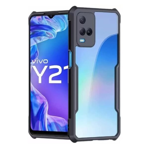 Vivo Y21e Shockproof Bumper Crystal Clear Back Cover | 360 Degree Protection TPU+PC | Camera Protection | Acrylic