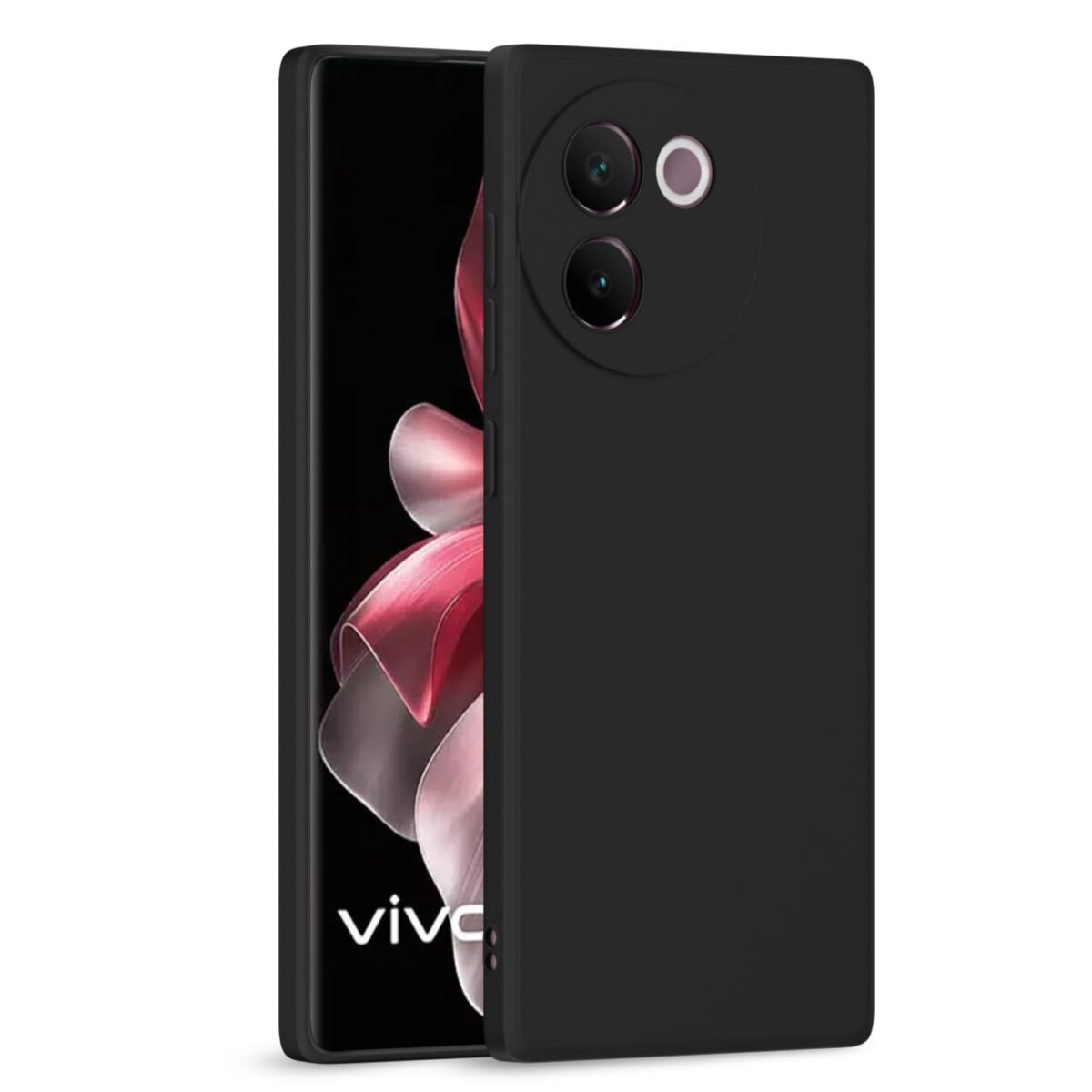 Vivo V30e 5G Back Cover Camera Protection Shockproof Soft Matte Silicone Back Case for Vivo V30e 5G (Black)