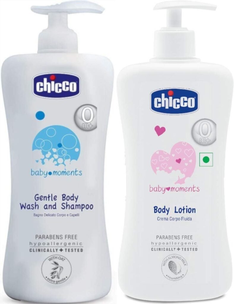 Chicco Body Lotion, 500ml with Gentle Body Wash and Shampoo, 500ml