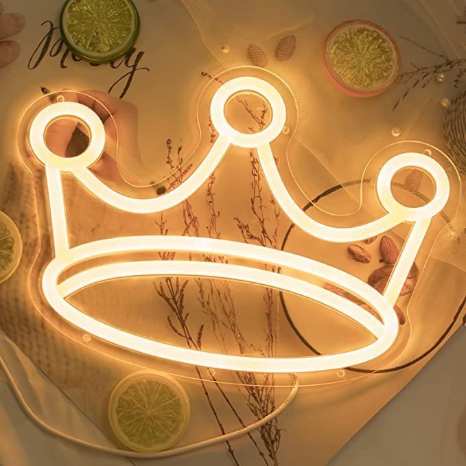 OMI Crown Neon Signs for Wall Decor, Neon Led Light Sign Decor, Queen Led Sign for Home Decorative Sign Wall Bedroom Wall Kid Room Living Room Wedding Party Bar Christmas Gift(14 X 10 Inches)