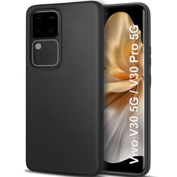 Vivo V30 / V30 Pro 5G | Slim Fit Protective Design | Ultra Matte Finish | Camera Protection Bump | Soft Silicon Back Case (Silicone, Black)