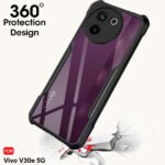 Vivo V30e 5G | 360 Degree Protection | Protective Design | Transparent Back Cover Case (PC & TPU, Black Bumper)