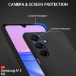 Silicone Back Cover Case for Samsung Galaxy A15 5G | Soft Micro-Fibre Lining Inside | Camera Protection Bump | (Silicone, Black)