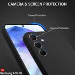 Silicone Back Cover Case for Samsung Galaxy A55 5G | Camera Protection Bump | (Silicone, Black)