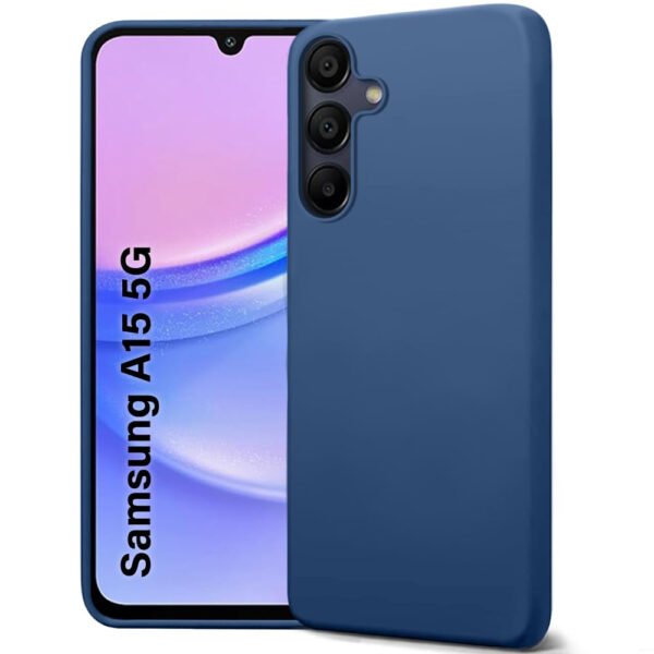 Silicone Back Cover Case for Samsung Galaxy A15 5G | Soft Micro-Fibre Lining Inside | Camera Protection Bump | (Blue)