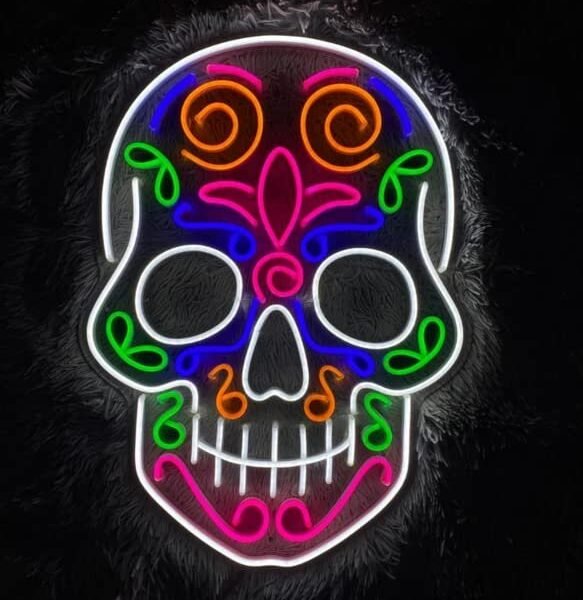 OMI Skull LED Neon Signs Light LED Art Decorative Sign - Wall Decor/Table Decor, Home Decor for Wedding Party Kids Room Living