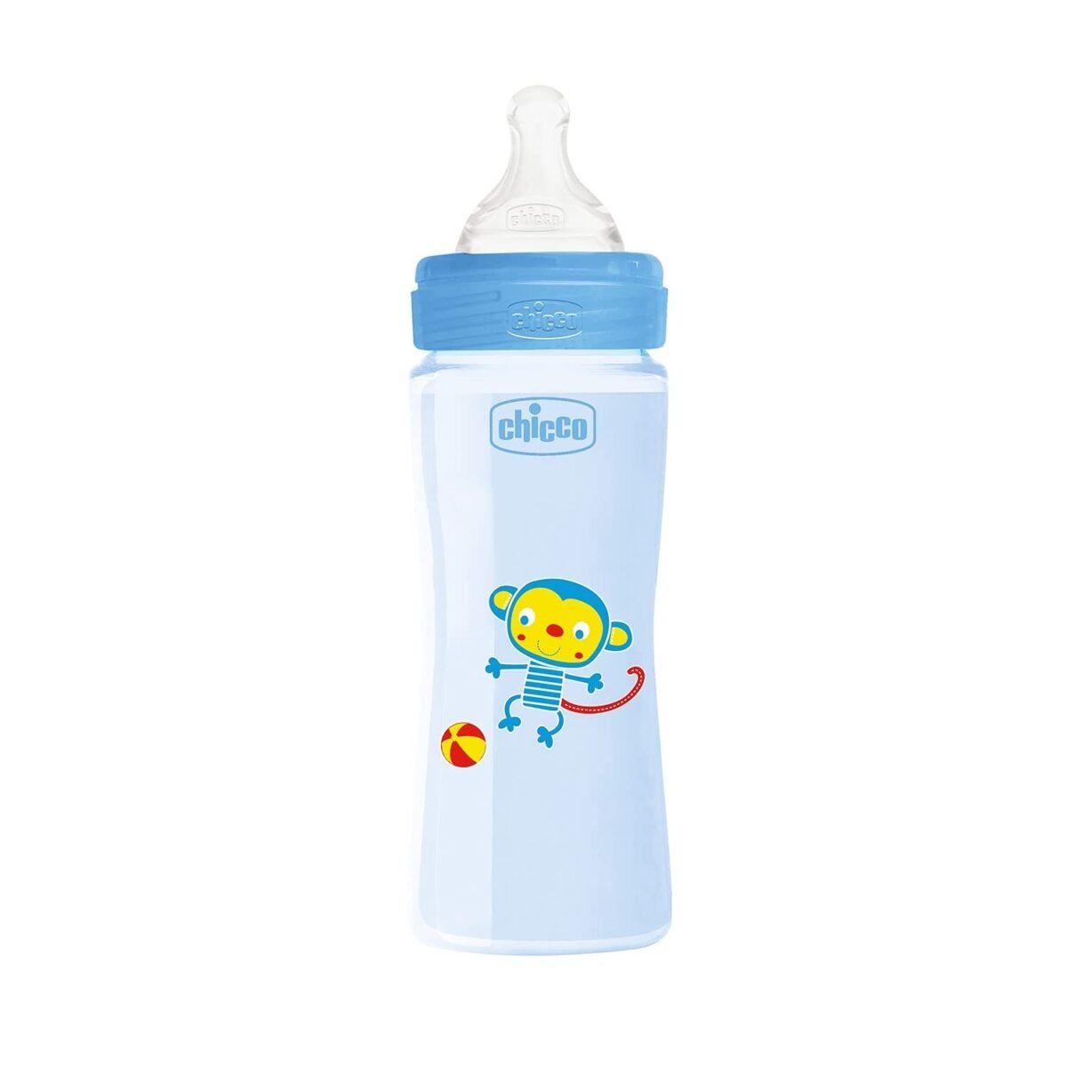 Chicco Well-Being Baby Coloured Feeding Bottle, Advanced Anti-Colic System, BPA Free, Hygienic Silicone Teat, Milk Bottle for