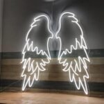 OMI Led Wings Neon Light Decor, feathers Wing Light Design for Wall Decoration, Selfie Booth | Neon Light Plate (36 by 36 Inches)