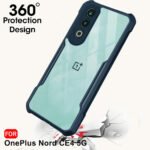 OnePlus Nord CE 4 5G | 360 Degree Protection | Protective Design | ShockProof Crystal Clear Back Cover | Transparent Back (PC & TPU, Black Bumper)