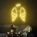 OMI Colours Beautiful Led Neon Wings Light Decor, feathers Wing Light Design for Wall Decoration, Selfie Booth | Big Large