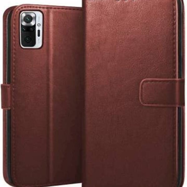 Leather Finish Flip Cover for Xiaomi Redmi Note 10 Pro Max |Inside Pockets & Inbuilt Stand | Wallet Style Back Case |